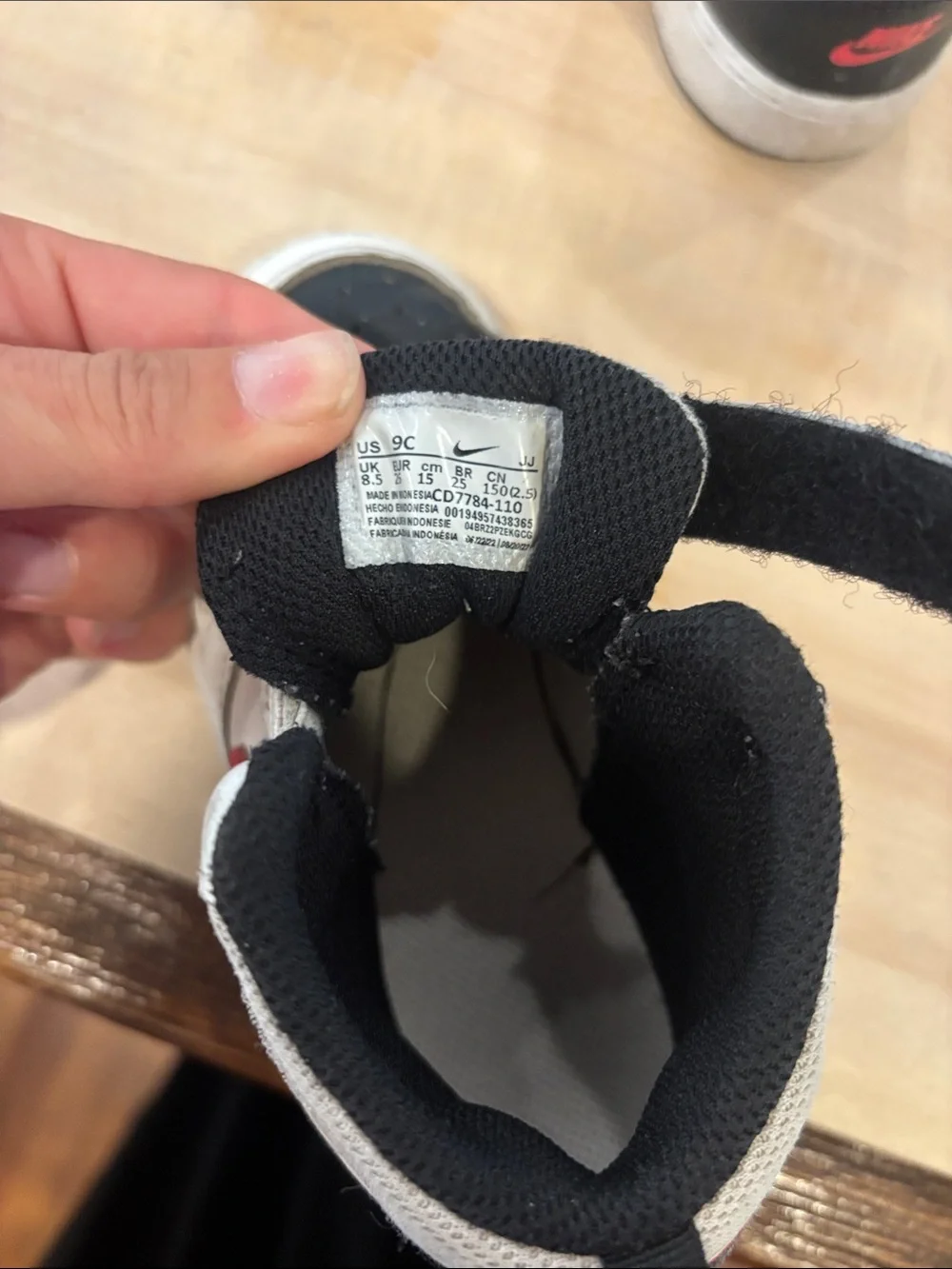 Nike Kids High-Top Sneakers in White, Black & Red